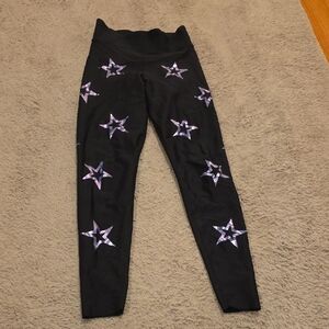 Ultracor Black Leggings with Star Pattern